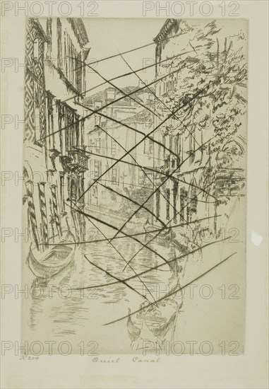 Quiet Canal, 1879/80, James McNeill Whistler, American, 1834-1903, United States, Etching and drypoint, with drypoint cancellation, in black ink on ivory laid paper, 227 x 152 mm (plate), 278 x 187 mm (sheet)