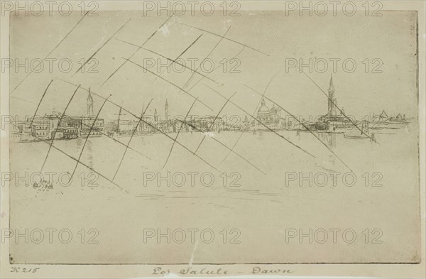 La Salute: Dawn, 1879/80, James McNeill Whistler, American, 1834-1903, United States, Etching and drypoint with foul biting, with drypoint cancellation, in black ink on ivory laid paper, 125 x 201 mm (plate), 140 x 213 mm (sheet)