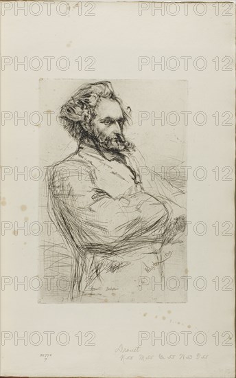 C. L. Drouet, Sculptor, 1859, James McNeill Whistler, American, 1834-1903, United States, Etching and drypoint, with drypoint cancellation, in black ink on ivory laid paper, 227 x 152 mm (plate), 380 x 237 mm (sheet, sight, bound)