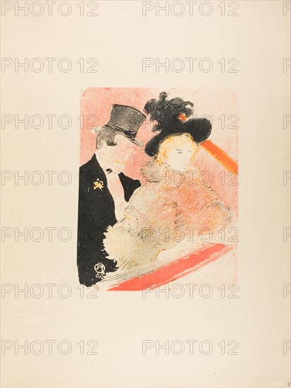 At the Concert, 1896, Henri de Toulouse-Lautrec, French, 1864-1901, France, Color zincograph on cream wove paper, 318 × 251 mm (image), 610 × 458 mm (sheet)
