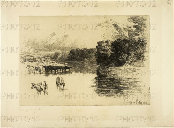 A Lancashire River, 1881, Francis Seymour Haden, English, 1818-1910, England, Etching and drypoint on cream wove paper, 280 × 406 mm (image/plate), 394 × 537 mm (sheet)