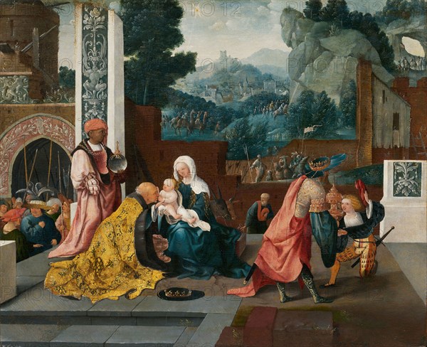 Adoration of the Magi, c. 1519, Jan van Scorel, Netherlandish, 1495-1562, Netherlands, Oil on panel, 44.4 cm × 55.2 cm (17 1/2 × 21 3/4 in.)