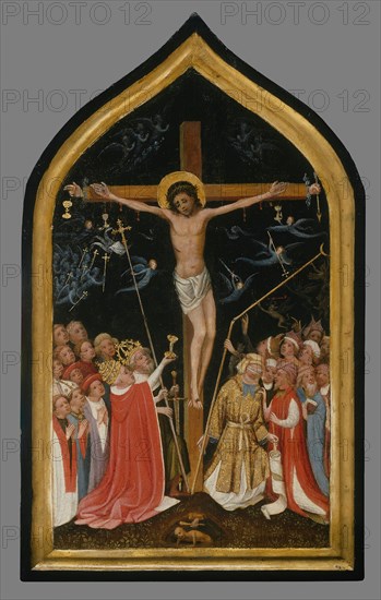 Christ on the Living Cross, 1420/30, Follower of the Master of Saint Veronica, German, active Cologne c. 1395–c. 1420, Cologne, Oil on panel, 48.2 × 28.7 cm (19 1/8 × 11 3/8 in.), painted surface: 40.7 × 23.3 cm (16 × 9 3/16 in.)