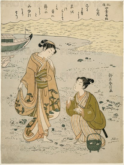 The Third Month (Sangatsu), from the series Popular Versions of Immortal Poets in Four Seasons (Fuzoku shiki kasen), c. 1768, Suzuki Harunobu ?? ??, Japanese, 1725 (?)-1770, Japan, Color woodblock print, chuban, 27.8 x 20.8 cm (11 x 8 1/8 in.)