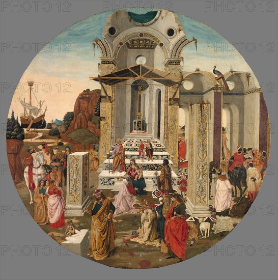 The Adoration of the Magi, c. 1495, Attributed to Raffaello Botticini, Italian, 1477–c.1520, Italy, Tempera on panel (poplar), Diameter: 104.2 cm (41 in.)