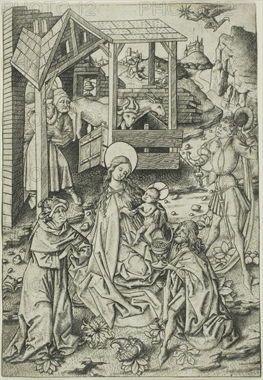 The Adoration of the Magi, 1460–65, Master E. S., German, active c. 1450-1467, Germany, Engraving on paper, 147 x 102 mm (sheet trimmed within plate mark)