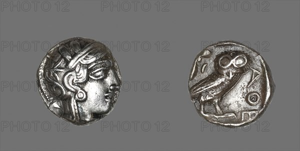 Tetradrachm (Coin) Depicting the Goddess Athena, 490/322 BC, Greek, minted in Athens, Ancient Greece, Silver, Diam. 2.3 cm, 17.09 g