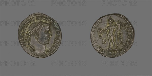 As (Coin) Potraying Emperor Galerius, AD 305/311, Roman, minted in Alexandria, Egypt, Ancient Mediterranean, Bronze, Diam. 2.5 cm, 3.87 g