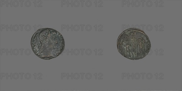 Coin Portraying Emperor Constantius II, AD 337/361, Roman, Ancient Mediterranean, Bronze, Diam. 1.5 cm, 1.39 g