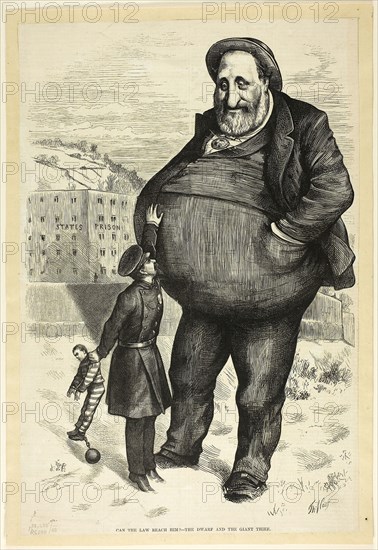 Can the Law Reach Him?, n.d., Thomas Nast, American, 1840-1902, United States, Lithograph on newsprint, 361 x 240 mm (primary support), 377 x 260 mm (secondary support)