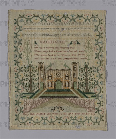 Sampler, 19th century, Mary Holt, England or United States, England, 33.7 × 42 cm (13 1/4 × 16 1/2 in.)