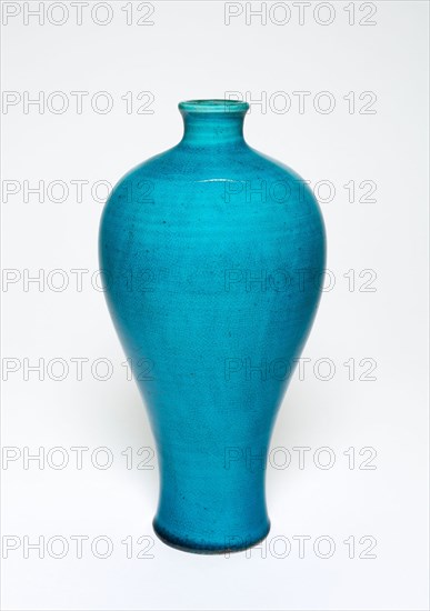 Bottle Vase (Meiping), Qing dynasty (1644–1911), Qianlong period (1736–1795), China, Porcelain with turquoise glaze, H. 16.2 cm (6 3/8 in.), diam. 8.5 cm (3 3/8 in.)