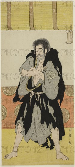 The Actor Ichikawa Danjuro V as the Monk Mongaku Disguised as Seizaemon Bozu in the Play Oakinai Hiru ga Kojima, Performed at the Nakamura Theater in the Eleventh Month, 1784, c. 1784, Katsukawa Shunsho ?? ??, Japanese, 1726-1792, Japan, Color woodblock print, hosoban, 30.9 x 13.8 cm (12 3/16 x 5 7/16 in.)