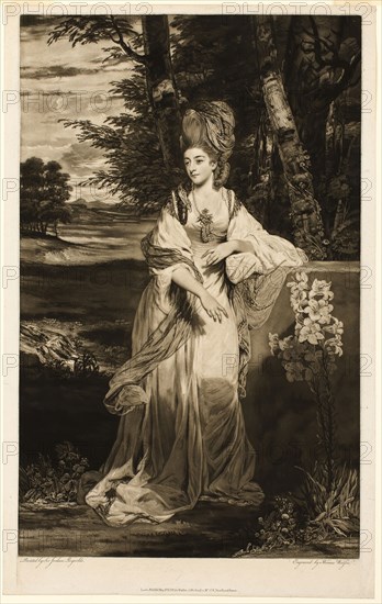 Catherine, Lady Bampfylde, 1779, Thomas Watson (English, 1743-1781), after Sir Joshua Reynolds (English, 1723-1792), England, Mezzotint on laid ivory paper, 599 × 378 mm (image), 638 × 379 mm (plate), 651 × 412 mm (sheet)