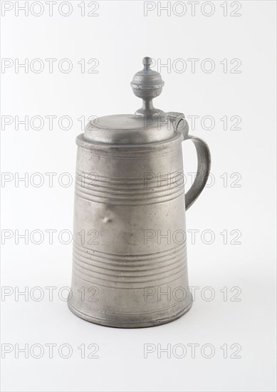Covered Tankard, First half 19th century, Possibly Nuremberg, Southern Germany, Nuremberg, Pewter, 21.6 x 12.1 x 17.2 cm (8 1/2 x 4 3/4 x 6 3/4 in.)