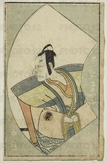 The Actor Matsumoto Koshiro II, from A Picture Book of Stage Fans (Ehon butai ogi), 1770, Katsukawa Shunsho ?? ??, Japanese, 1726-1792, Japan, Color woodblock print, page from illustrated book, 9 5/8 x 6 in.