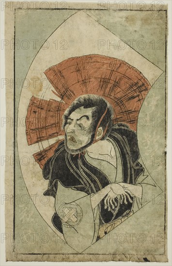 The Actor Nakamura Utaemon I, from A Picture Book of Stage Fans (Ehon butai ogi), 1770, Katsukawa Shunsho ?? ??, Japanese, 1726-1792, Japan, Color woodblock print, page from illustrated book, 9 5/8 x 6 in.