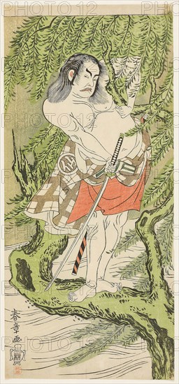 The Actor Nakamura Sukegoro II in the role of a chivalrous commoner (otokodate), c. 1768/70, Katsukawa Shunsho ?? ??, Japanese, 1726-1792, Japan, Color woodblock print, hosoban, 32.3 x 14.5 cm (12 11/16 x 5 11/16 in.)