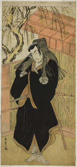 The Actor Matsumoto Koshiro IV as Matsuo-maru (?) in the Play Sugawara Denju Tenarai Kagami (?), Performed at the Nakamura Theater (?) in the Fourth Month, 1779 (?), c. 1779, Katsukawa Shunsho ?? ??, Japanese, 1726-1792, Japan, Color woodblock print, hosoban, 31.7 x 14.3 cm (12 1/2 x 5 5/8 in.)