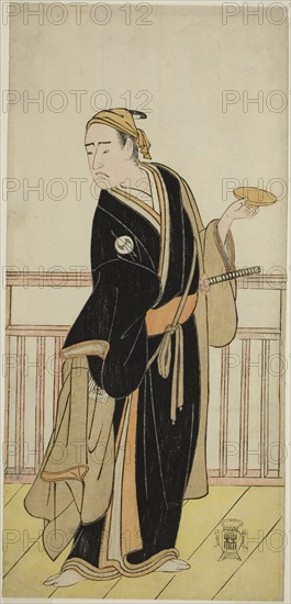 The Actor Ichikawa Yaozo III as Oboshi Yuranosuke in the Play Kanadehon Chushingura, Performed at the Nakamura Theater in the Fifth Month, 1786, c. 1786, Katsukawa Shunsho ?? ??, Japanese, 1726-1792, Japan, Color woodblock print, hosoban, 31.3 x 14.7 cm (12 5/16 x 5 13/16 in.)