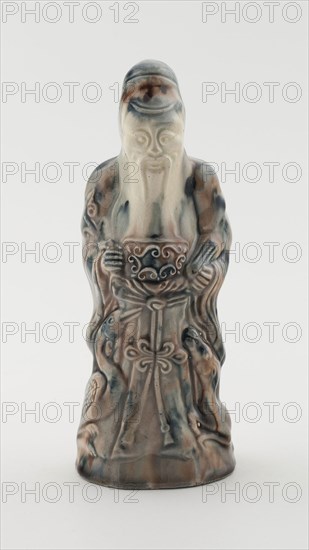 Figure of Shou Lao, c. 1750, England, Staffordshire, Staffordshire, Lead-glazed earthenware with polychrome decoration, H. 17.8 cm (7 in.)