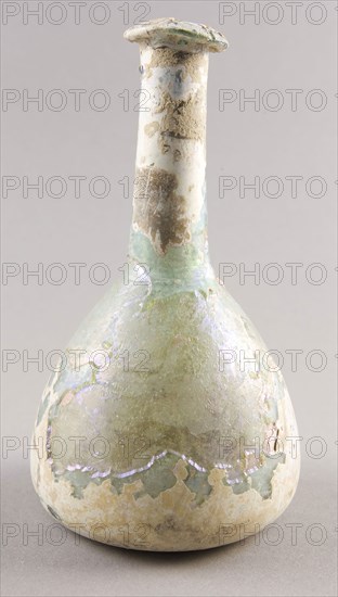 Bottle, 1st/3rd century AD, Roman, Levant or Syria, Syria, Glass, blown technique, H. 15.9 cm (6 1/4 in.), diam. 8.6 cm (3 3/8 in.)