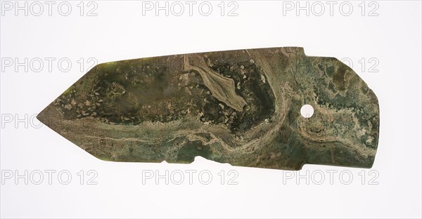 Dagger-Blade (ge), Shang dynasdy (c. 1600–1046 BC), 13th–11th century B.C., China, Jade, 11 1/2 × 4 3/16 × 3/16 in.