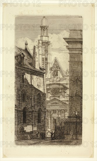 Saint-Etienne-du-Mont, n.d., Charles Meryon, French, 1821-1868, France, Etching on paper, 245 × 129 mm (image), 247 × 131 mm (plate), 291 × 175 mm (sheet)