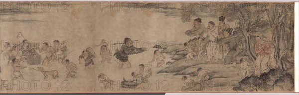 Yang Pu Moving His Family, Yuan dynasty (1279–1368), Chinese, China, Handscroll, ink and light color on paper, 52.7 × 231.1 cm (20 3/4 × 91 in.)