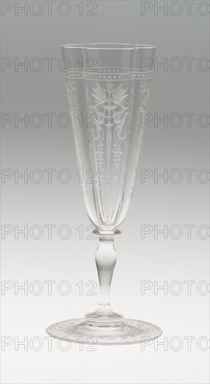 Champagne Flute, 19th century, J. & L. Lobmeyr, Austrian, founded 1822, Vienna, Glass, clear and blown with quadri-lobed bowl, H. 17.5 (6 7/8 in.)