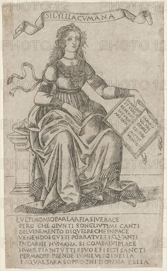 The Cumean Sibyl, 1480/90, Attributed to Francesco Rosselli, Italian, 1448-before 1513, Italy, Engraving on paper, 179 x 105 mm (plate), 180 x 106 mm (sheet)