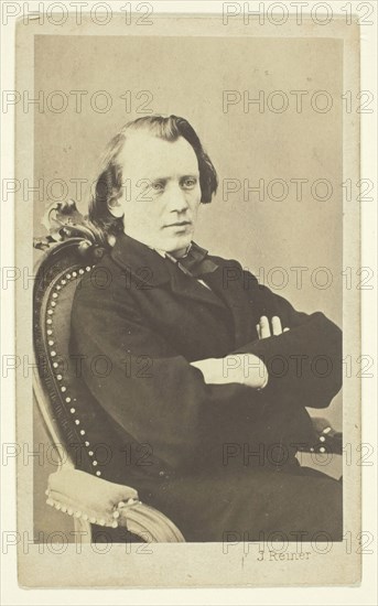 Portrait of Brahms, 1862/80, Johann Reiner, Austrian, active 1862–1880, Austria, Albumen print (carte-de-visite), 9.2 × 5.6 cm (image/paper), 10.3 × 6.3 cm (card)