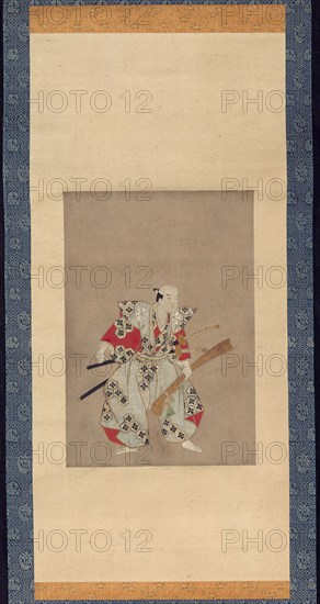 An Actor on Stage, Edo period, 1720–1730, Japanese, Japan, Album sheet mounted as hanging scroll. Ink and colors on paper, 31.6 x 21.7 cm