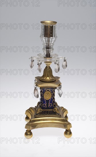 Candelabra, 1780/1800, England, Clear and blue glass, gilding and bronze mounts, H. 31.4 cm (12 3/8 in.)