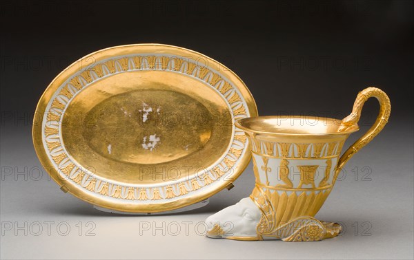 Cup and Saucer, c. 1805/10, Meissen Porcelain Manufactory, German, founded 1710, Germany, Hard-paste porcelain with gilt decoration, H. 11.1 cm (4 3/8 in.), diam. 9.4 cm (3 11/16 in.)