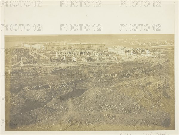 Buildings in Sebastopol, View Taken from the Redan, 1855, James Robertson, Scottish, c. 1813–d. after 1881, Scotland, Albumen print, 22.2 x 29.8 cm (image/paper), 32 x 40.5 cm (mount/page)