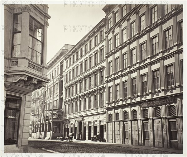 Heinrichsgaße No. 1, Zinshaus des Herrn A. M. Rußo, 1860s, Austrian, 19th century, Austria, Albumen print, 27.1 × 32.6 cm (image/paper), 42.8 × 61.2 cm (labum page)