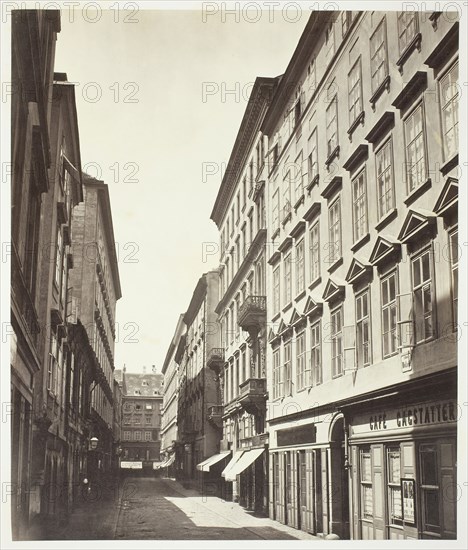 Wollzeile No. 9, Wohnhaus des Grafen Friedrich Fünfkirchen, 1860s, Austrian, 19th century, Austria, Albumen print, 30.8 × 25.9 cm (image/paper), 61.2 × 42.7 cm (album page)