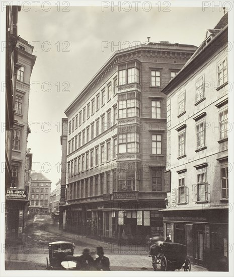 Lichtensteg No. 2, Zinshaus des Herrn A. Denk, 1860s, Austrian, 19th century, Austria, Albumen print, 31 × 26.4 cm (image/paper), 61.2 × 42.7 cm (album page)