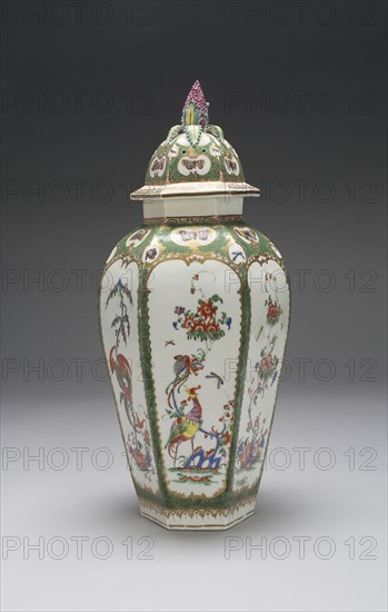 Vase, c. 1760/65, Bristol Porcelain Factories, England, 1770-1781/82, Bristol, Hard-paste porcelain and polychrome enamels, 38.4 × 17.1 × 17.1 cm (15 1/8 × 6 3/4 × 6 3/4 in.)