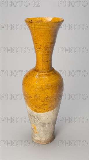 Vase with Trumpet-Shaped Mouth, Liao dynasty (907–1124), 11th century, China, Stoneware with amber lead glaze, H. 36.5 cm (14 3/8 in.)