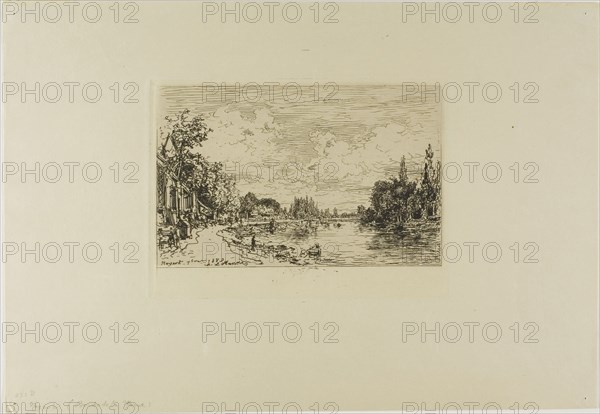 View of Nogent, 1883, Maxime Lalanne, French, 1827-1886, France, Etching on ivory wove paper, 97 × 152 mm (image), 118 × 161 mm (plate), 218 × 317 mm (sheet)