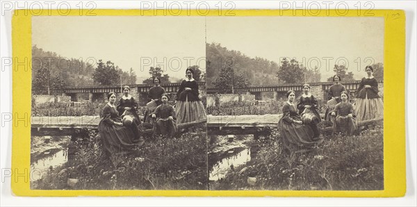 On the Juniata. The Five Fair Ladies, 1860/69, Anthony & Company, American, active 1848–1901, United States, Albumen print, stereo, No. 519 from the series "The Picturesque on the Pennsylvania Central Railroad