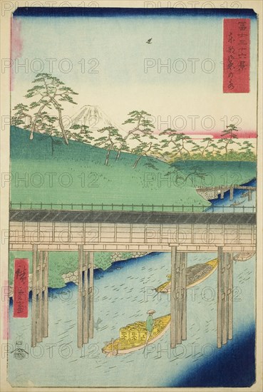 Ochanomizu in the Eastern Capital (Toto Ochanomizu), from the series Thirty-six Views of Mount Fuji (Fuji sanjurokkei), 1858, Utagawa Hiroshige ?? ??, Japanese, 1797-1858, Japan, Color woodblock print, oban