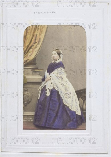 Queen Victoria, 1861, John Jabez Edwin Mayall, American, 1813-1901, United States, Albumen print with applied coloring, 8.6 × 5.6 cm (image/paper), 10.3 × 6.4 cm (mount)