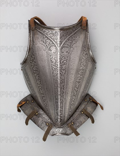 Infantry Breastplate with Fauld, c. 1570/80, Italian, Milan, Milan, Steel, leather, and brass, Wt. 5 lb. 7 oz.