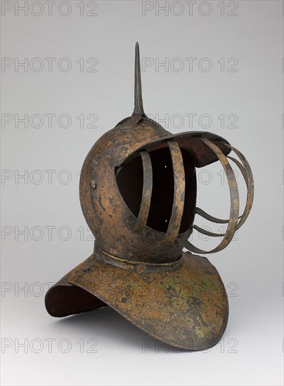 Funerary Close Helmet, 1600/1700, English, England, Steel and paint, H. 30.9 cm (12 in.)