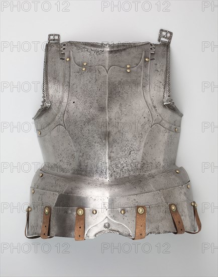 Breastplate with Associated Fauld, c. 1570, Northern German, Germany, northern, Steel and leather, Breastplate Wt. 6 lb. 10 oz.