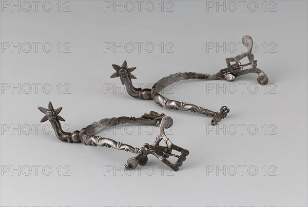 Pair of Spurs, c. 1630, Western European, Europe, Iron, L. 12.7 cm (5 in.), W. 8.9 cm (3 1/2 in)