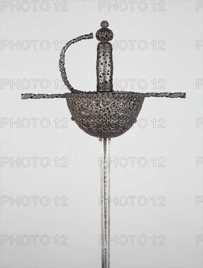 Cup-Hilted Rapier, 1670/90, Spanish or south Italian, Italy, Steel, iron, brass, and gilding, Overall L. 114.3 cm (45 in.)